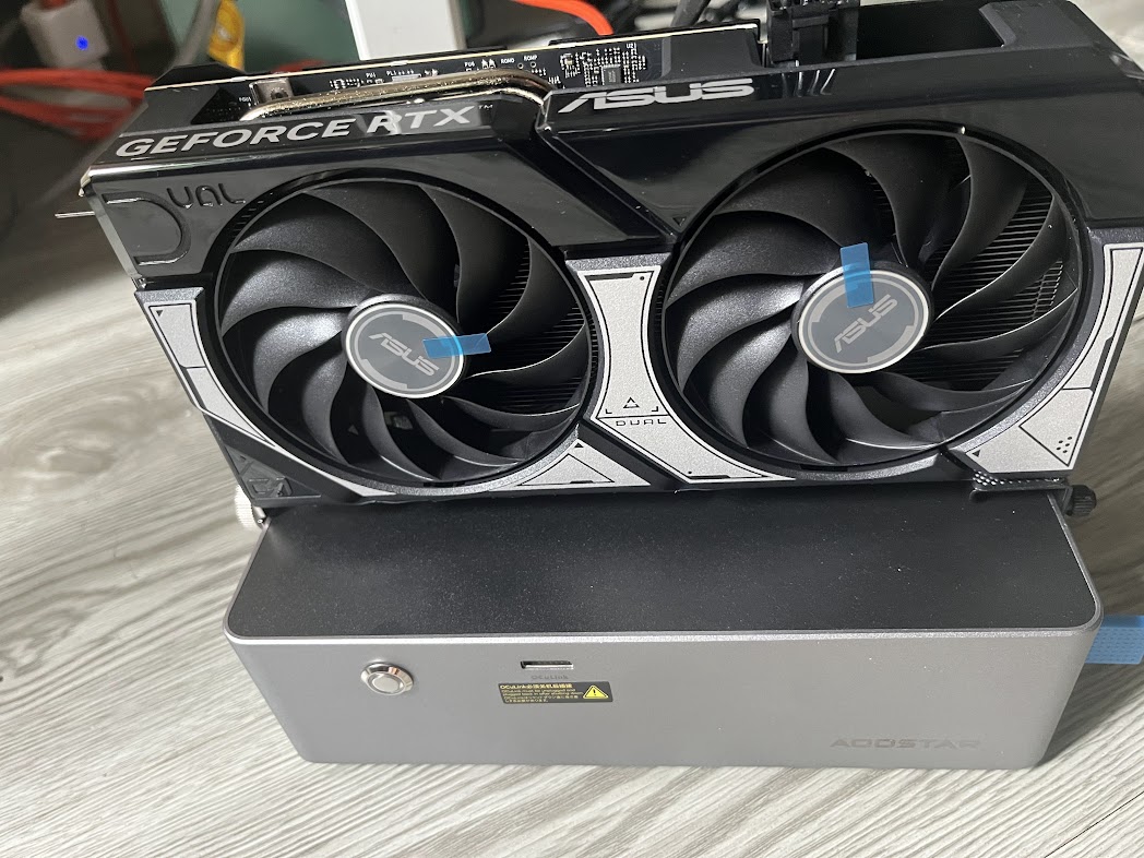 ASUS GeForce RTX mounted in OCuLink eGPU enclosure