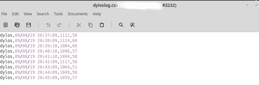 Logged DYLOS output